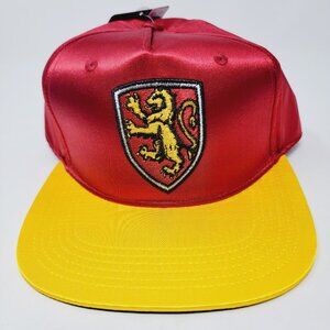 Harry Potter Hat Satin Snapback Gryffindor House Red Yellow Adult Adjustable